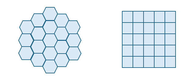 Hexagon tessellation and square grid Hexagon tessellation and square grid