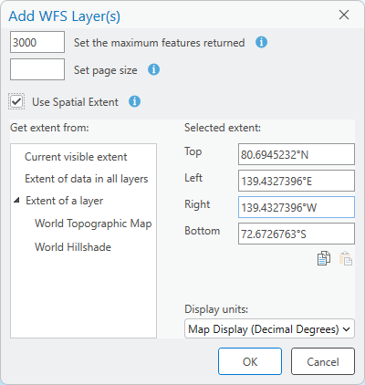 The Add WFS Layer dialog box.